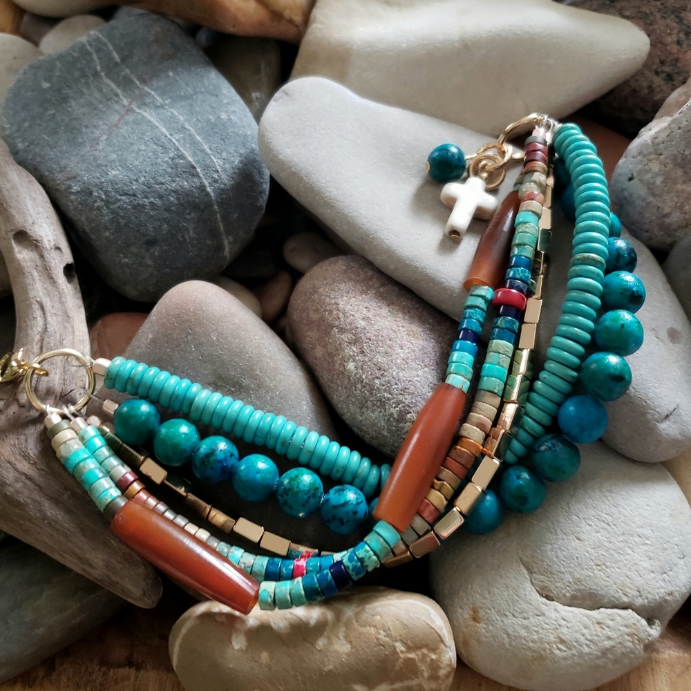 Multi-strand Turquoise Beaded Bracelet